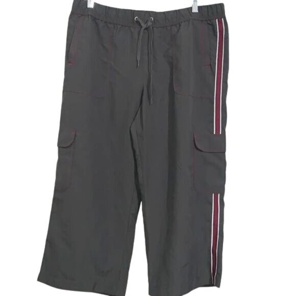 SB Active Womens Cargo Shorts L Polyester Gray Red Stripe - Picture 1 of 9